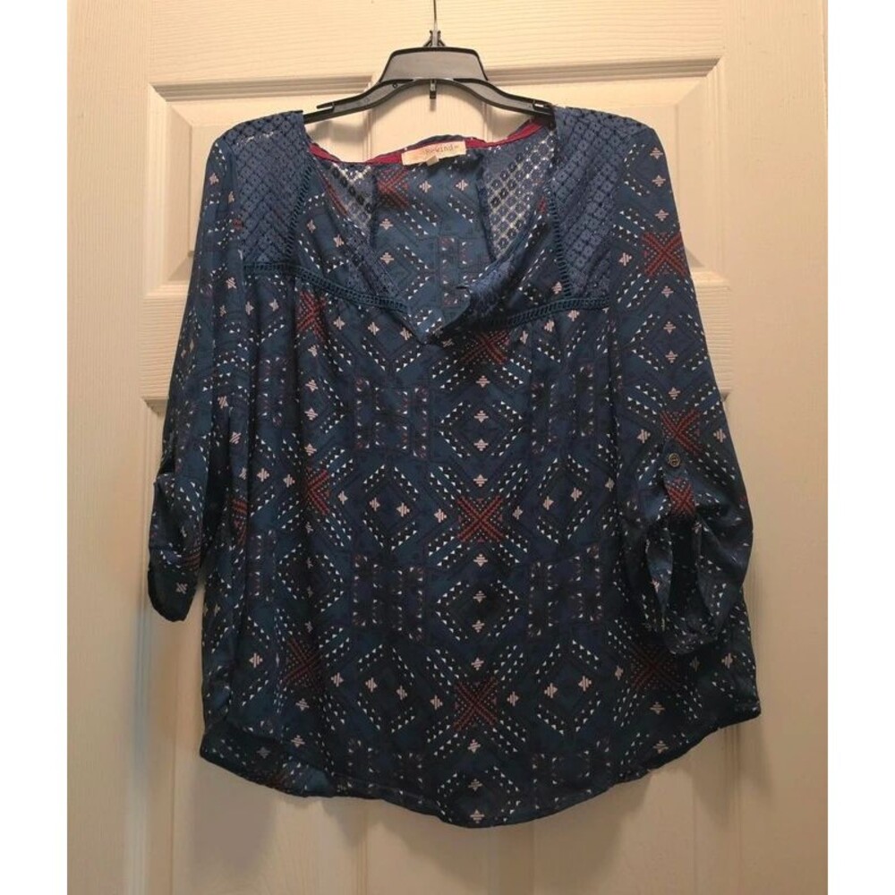 Aztec print Womens Blouse 3/4 sleeve